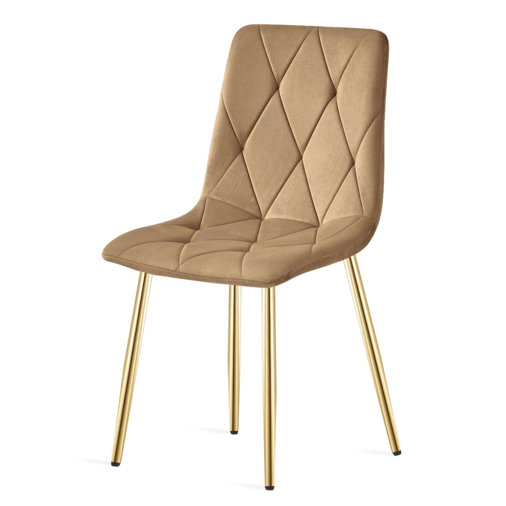 Set di 2 sedie Libra in velluto marrone e gambe oro