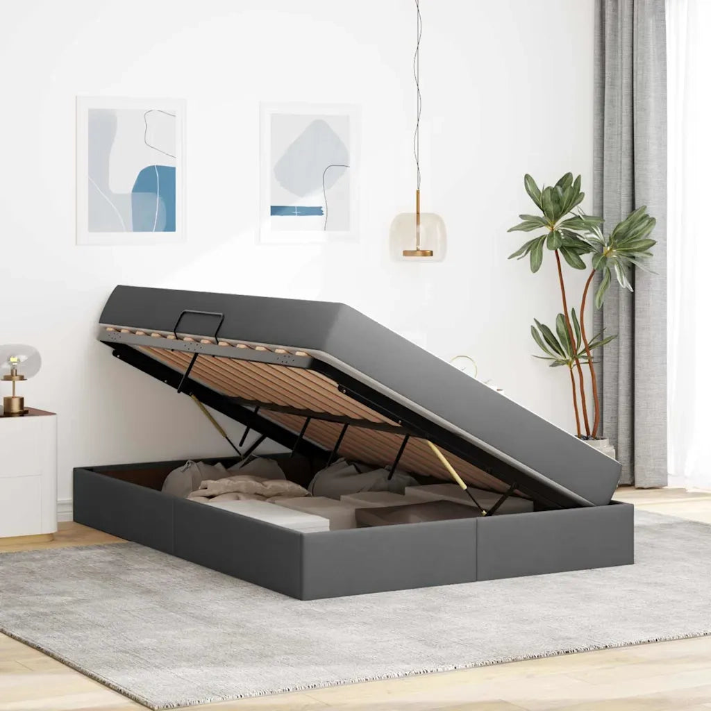 Letto con contenitore e materasso Grigio scuro 140 x 190 cm 3399659