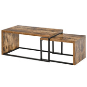 Tavolino Nido ¨C zephmum ¨C Marrone R¨²stico e Nero, Metallo, Grande 90x48x42 cm e Piccola 59x42x36 cm