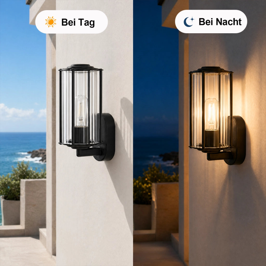 ZMH Lampada da Esterno Interno E27 Max 40W Nero per Terrazza Balcone/Parete Giardino Senza Lampadina