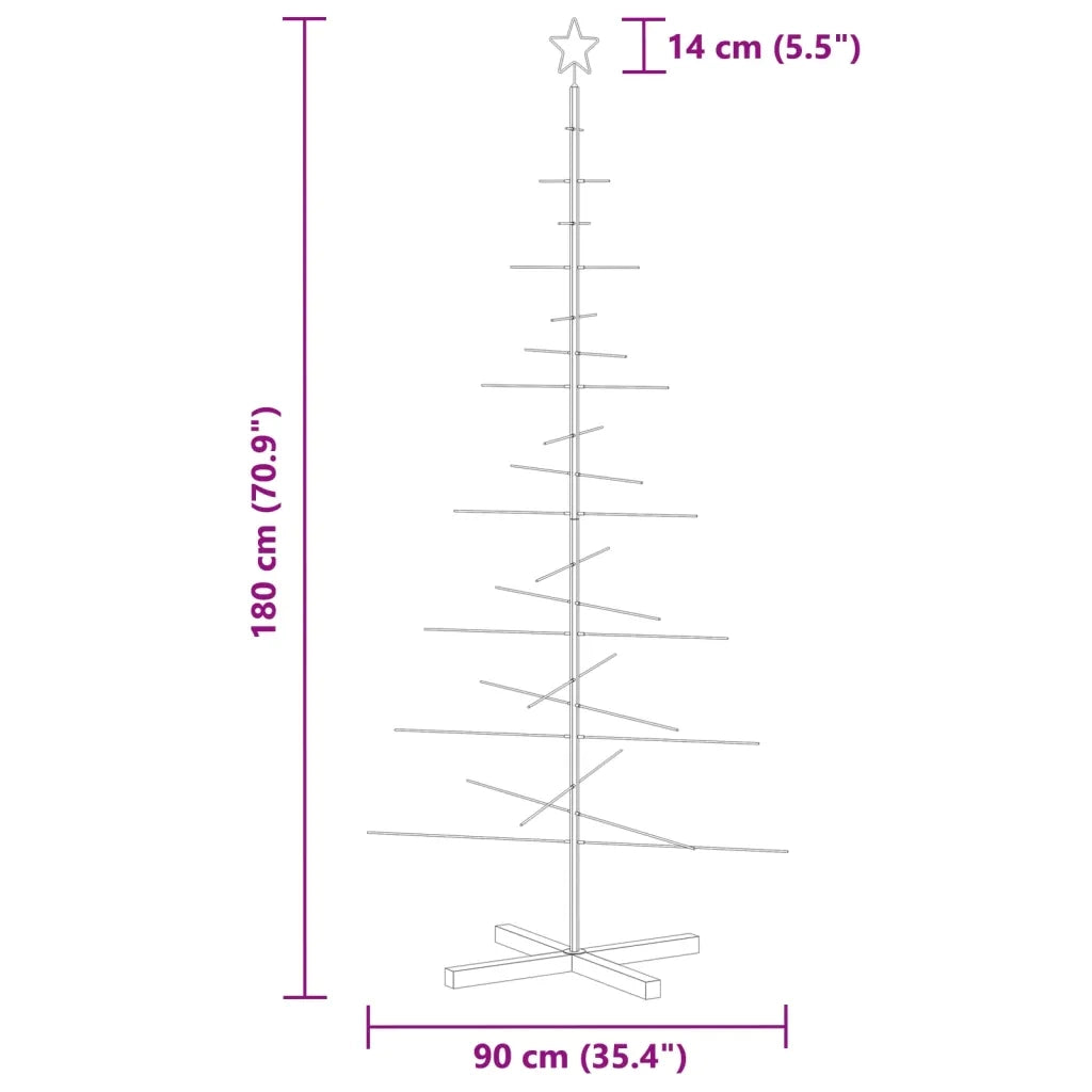 Albero di Natale in Metallo con Base in Legno-Decorazioni natalizie Nero 180 cm