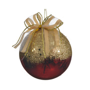 Pallina di natale con fiocco oro/rosso Kaemingk