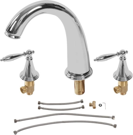 Mangiatutto Vintage a 3 fori in rame - alta pressione - doppio manico - senza gocciolamento - altezza di sbocco 11,5 cm - rubinetto da bagno