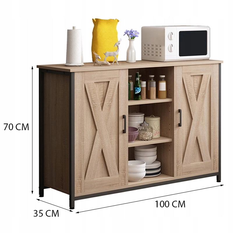 Credenza con ripiani aperti, 100 cm