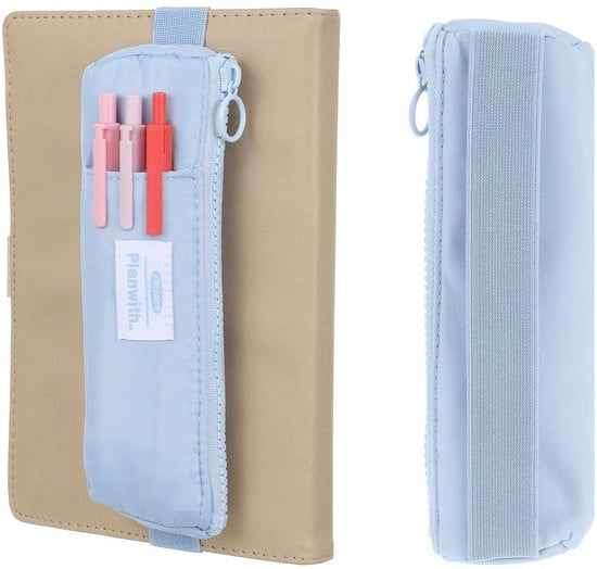 Pen holder portatile con design flessibile - Contenitore per libretto - Fessura di chiusura - Copertura in Oxford - Regolabile - 24 x 16 x 1,9 cm