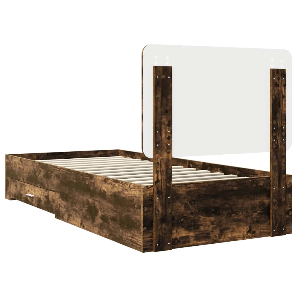 Struttura del letto-Giroletto Rovere fum¨¦ 90 x 190 cm Legno multistrato 707514