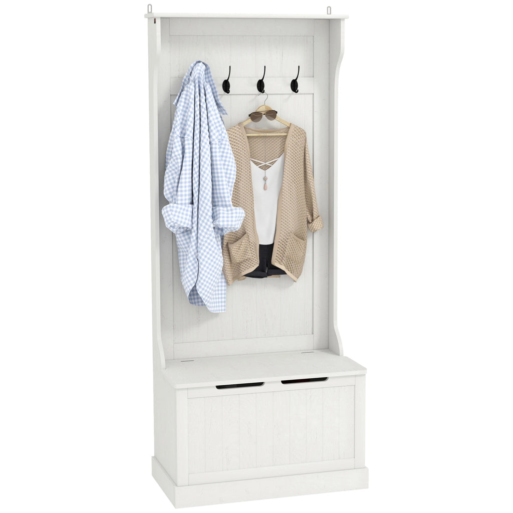 Mobile ingresso con portascarpe e appendiabiti ¨C Xylo ¨C bianco 71,5x39,5x170 cm
