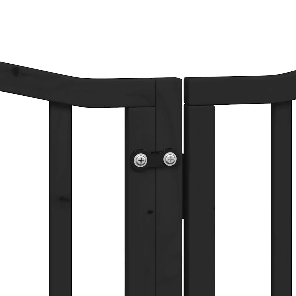 Cancello per Cani Porta Pieghevole Nero 9 Pannelli 450cm Pioppo CFW5480557