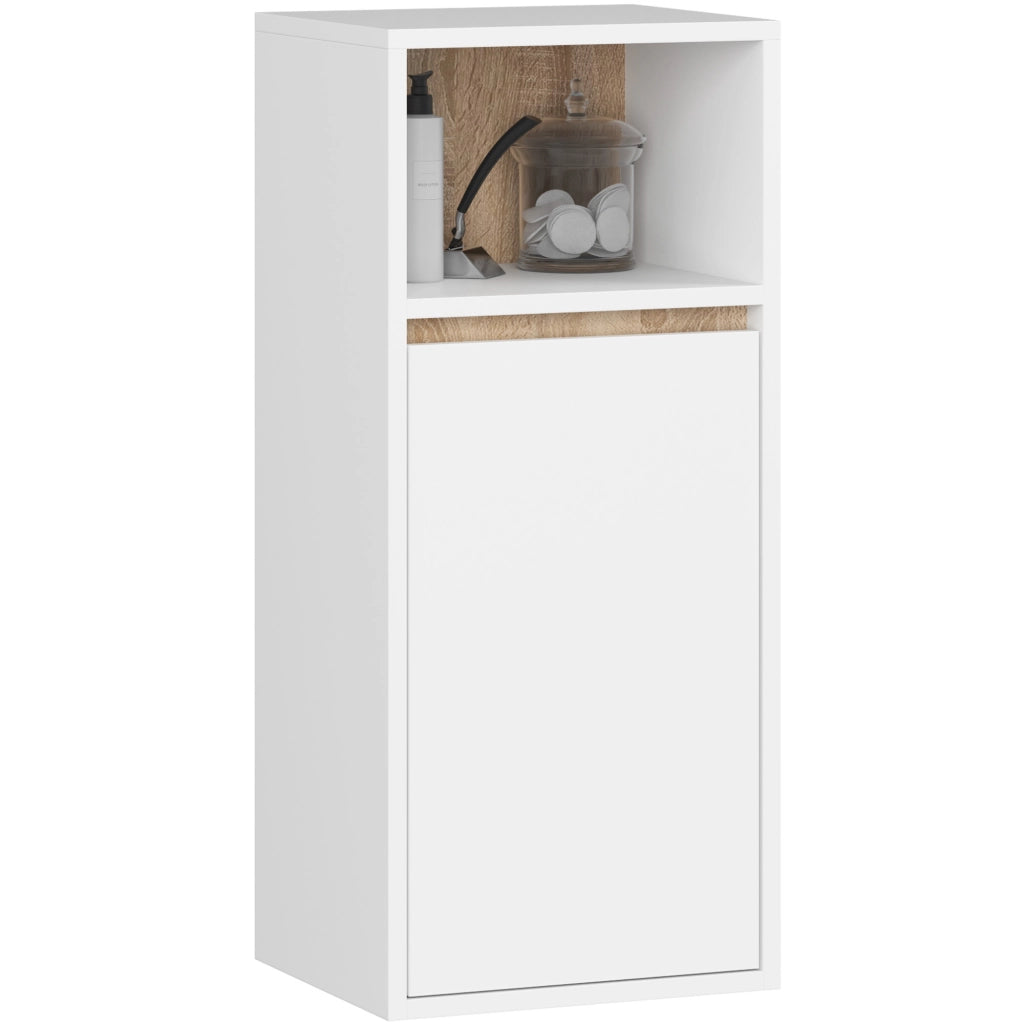 Set di mobili da bagno sospesi VAMI in Bianco con interno Quercia Sonoma con fori per lavabo da appoggio