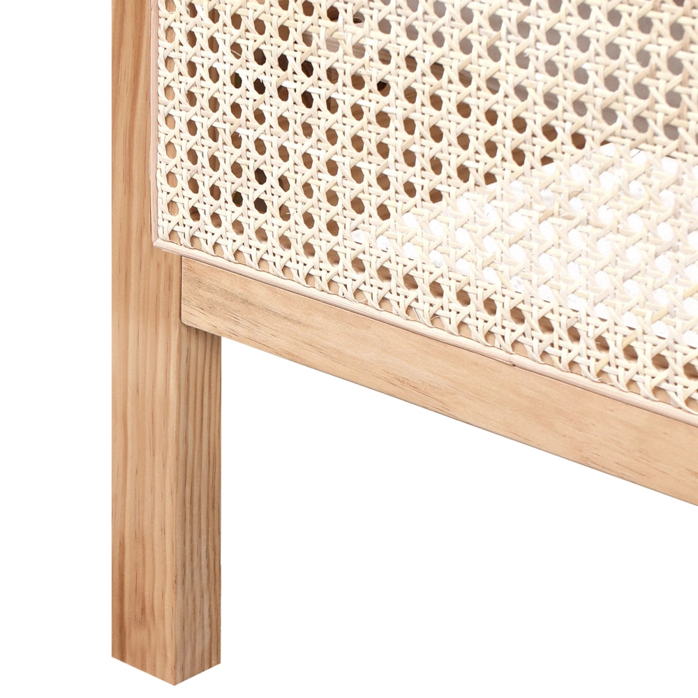 Letto in legno di pino marrone chiaro 160 x 200 cm matrimoniale con testata a treccia viennese a doghe stile rustico minimalista