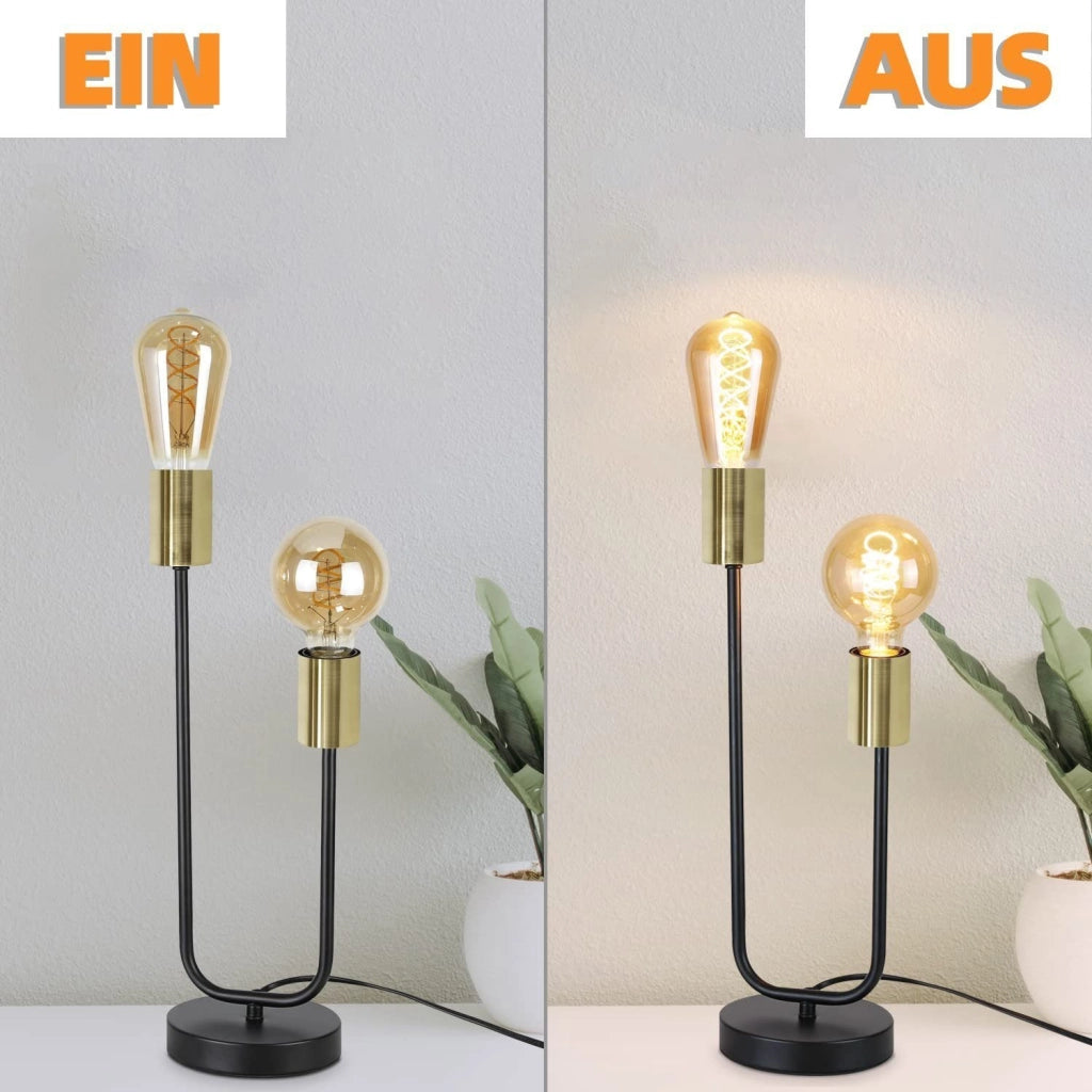 ZMH Lampada da tavolo vintage nera oro E27 per comodino