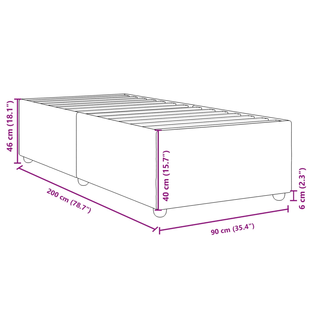 Letto singolo | Letto per adulti | Giroletto senza Materasso Tortora 90x200 cm Tessuto