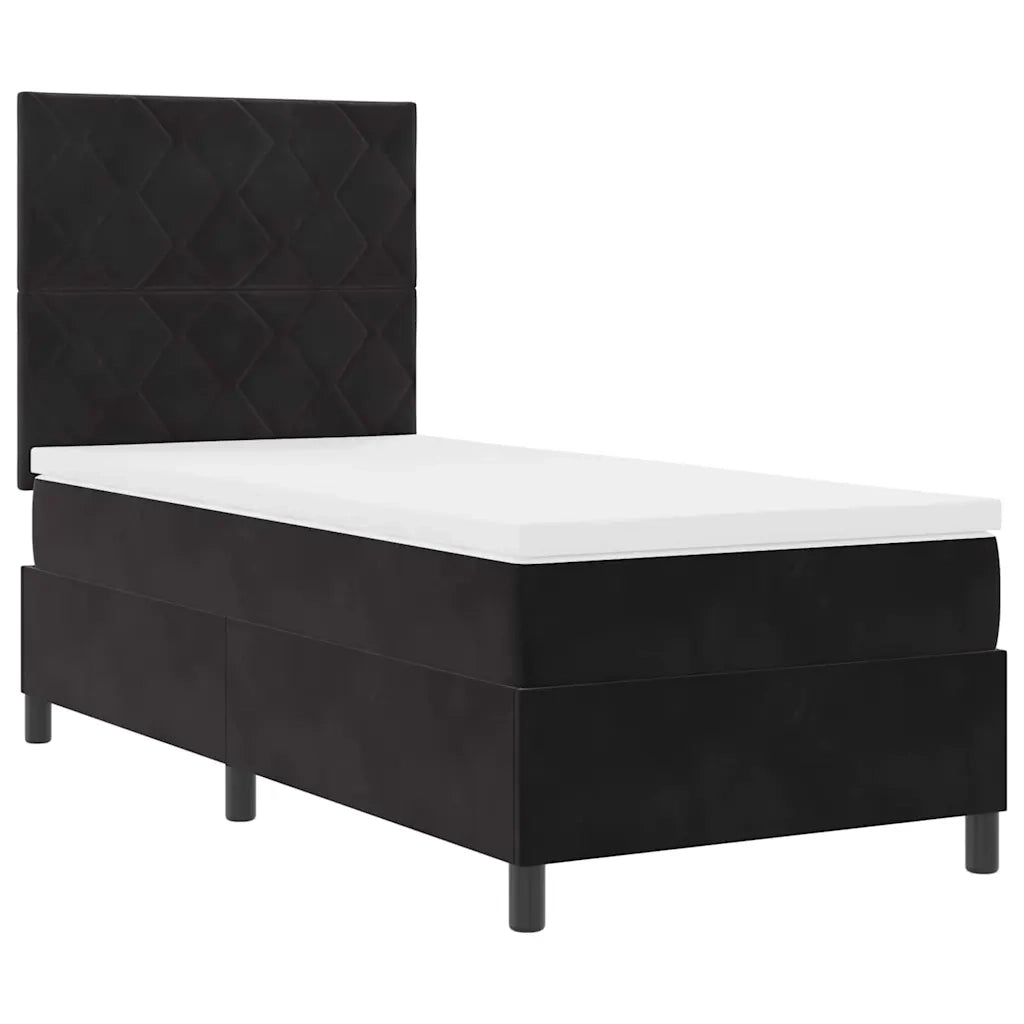 Letto a Sorgente LED con materasso Nero 100 x 200 cm Tessuto