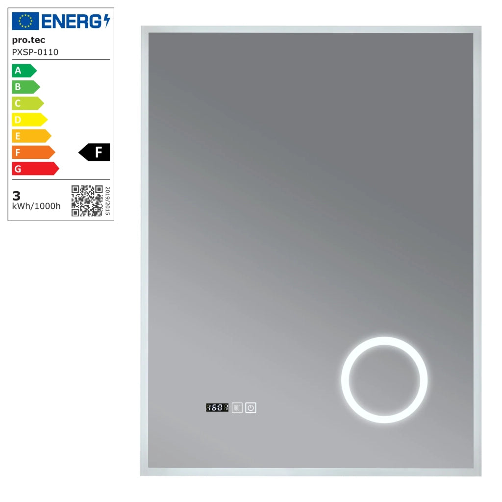 Specchio decorativo moderno a LED per il bagno 80 x 60 cm bianco 03_0010160