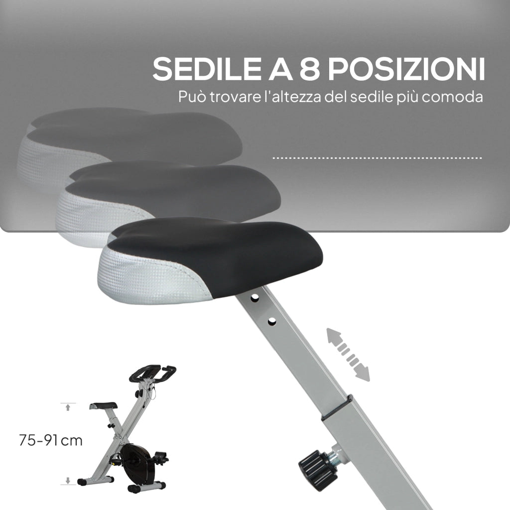 Cyclette Pieghevole Magnetica con Display LCD ¨C Minimal ¨C Grigio e Nero