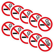 Sticker di divieto di fumare - 10 pezzi - Autoadesivo - Imbattibile all'acqua - Resistente ai graffi - Adatto per aziende/scolastico - 7,6 cm - Tabella di divieto di fumare
