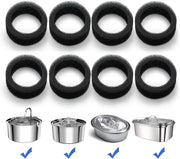 Set di 8 sponze sostitutive a forma rotonda per fontane per gatti da 2L, filtrate a tre stadi, in polipropilene