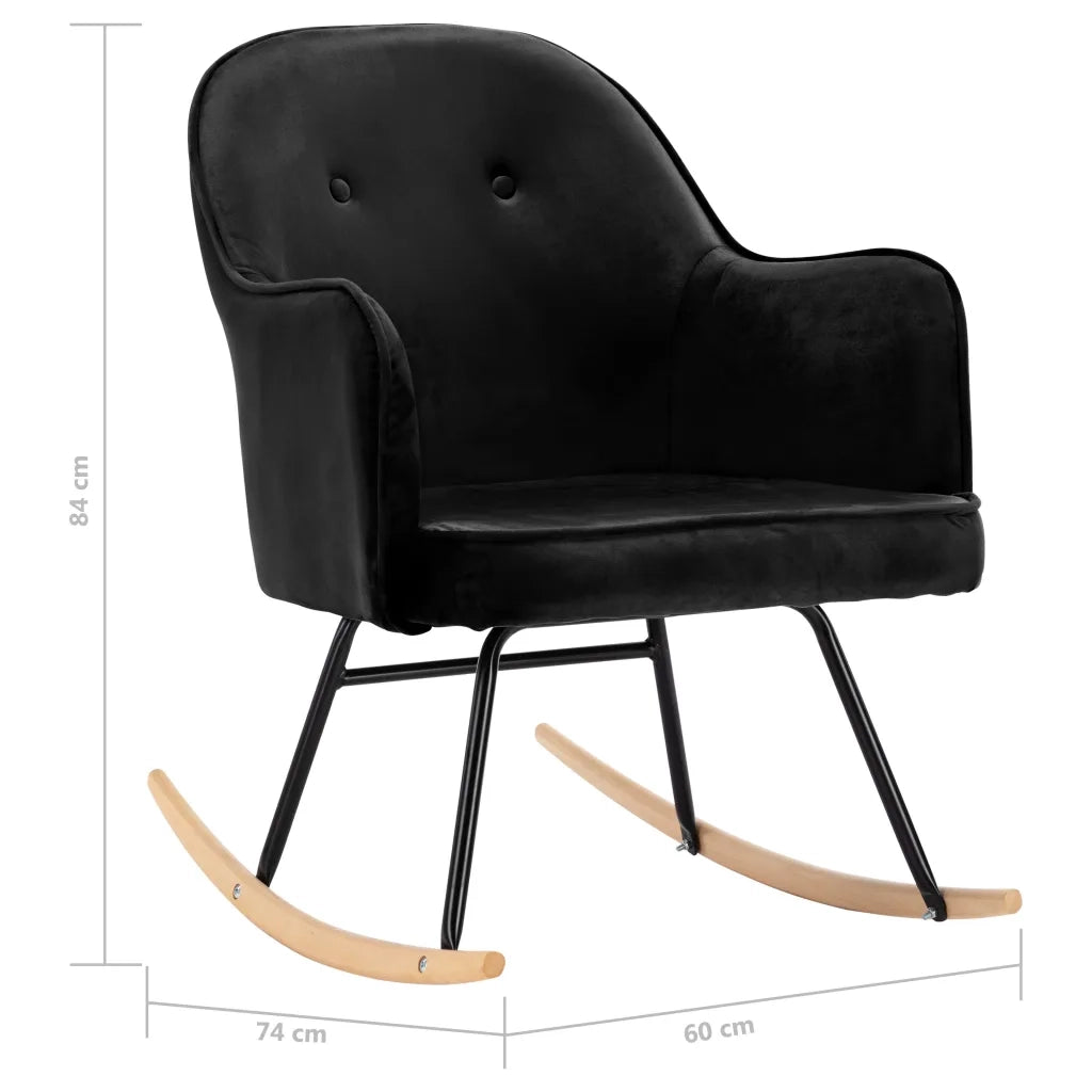 Sedia a Dondolo Nera in Velluto 289524