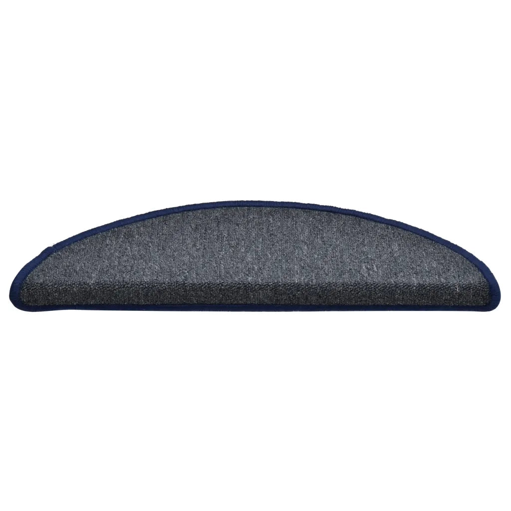 Tappetini per scale 15 pz 56x17x3 cm Grigio scuro e blu semicircolari 322364