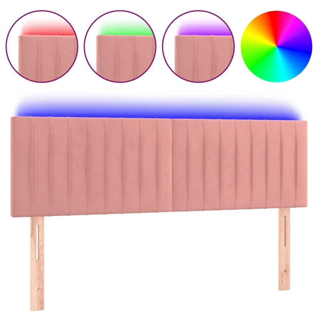 Testiera | Testata a LED Rosa 144x5x78/88 cm in Velluto