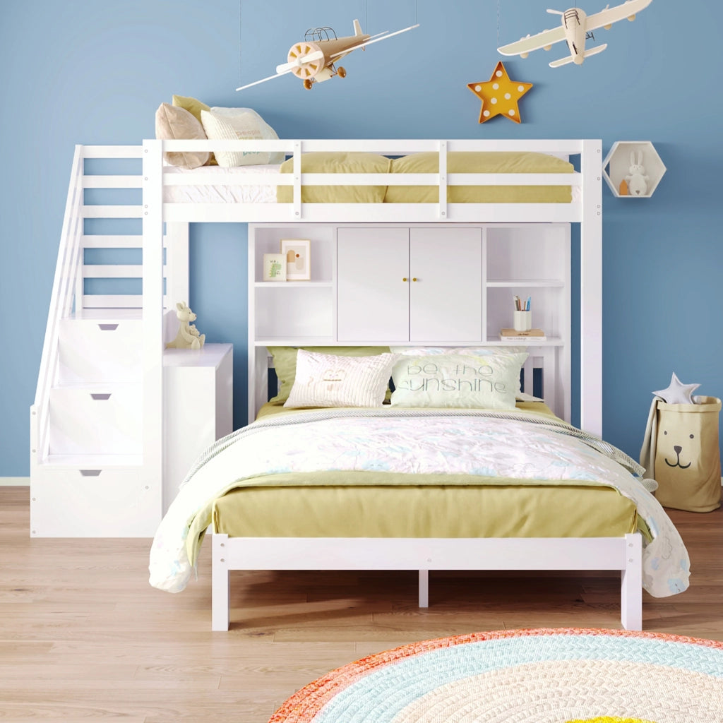 LETTO a castello 90x200 cm + 140x200 cm Bianco
