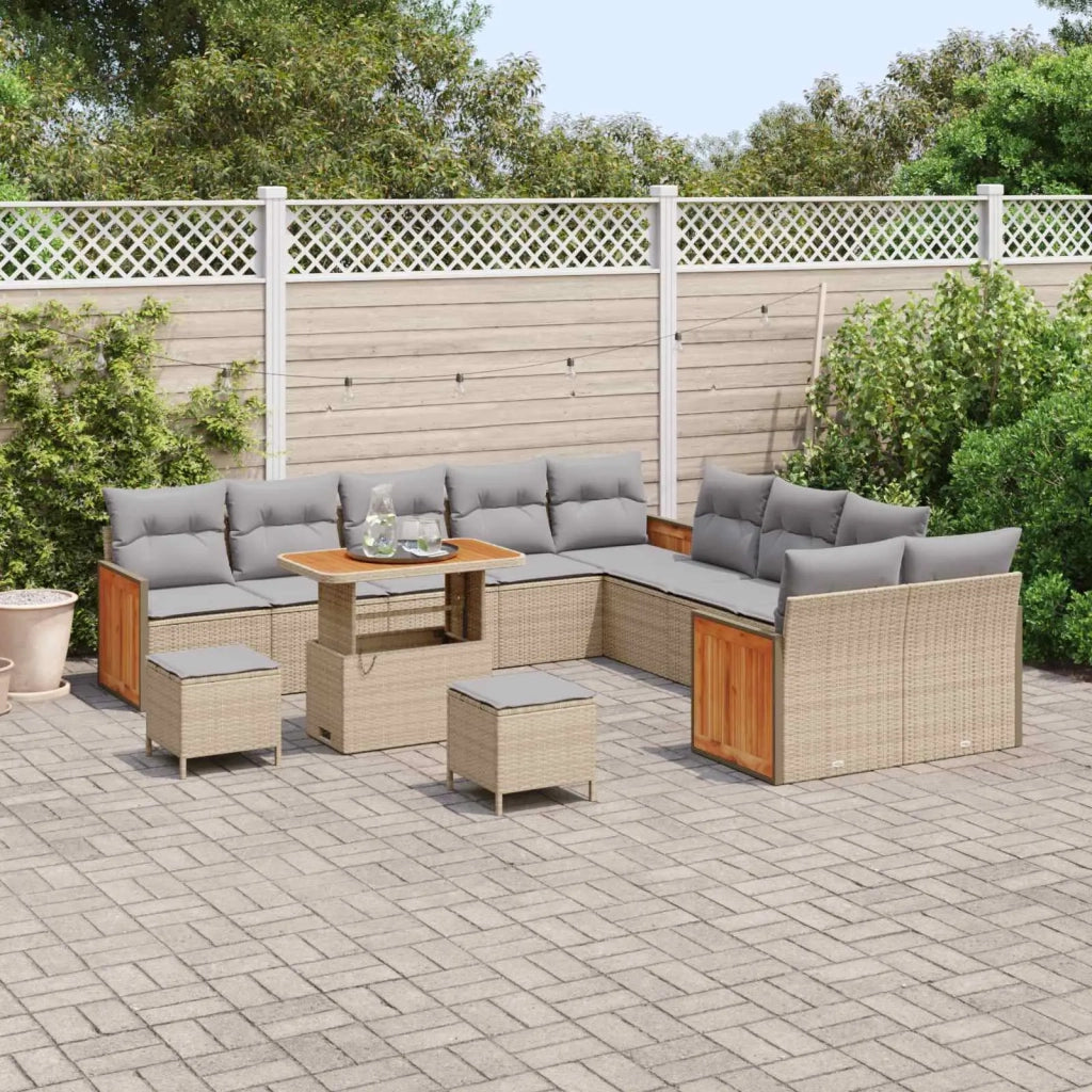 Set Divano da Giardino con cuscino 13 pcs Beige e Grigio Chiaro 3363237