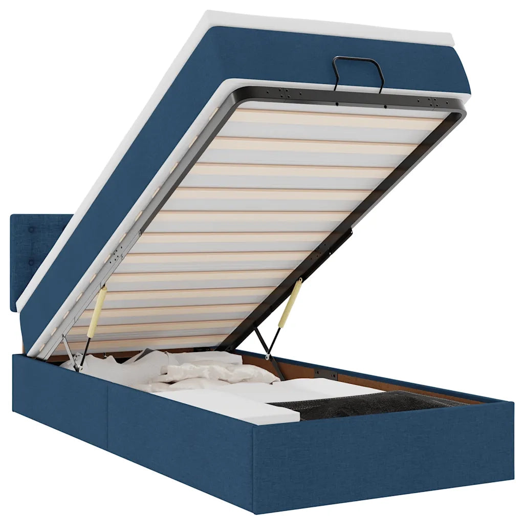 Pouf Letto con Materasso e LED Blu 100x200 cm in Tessuto 3312456