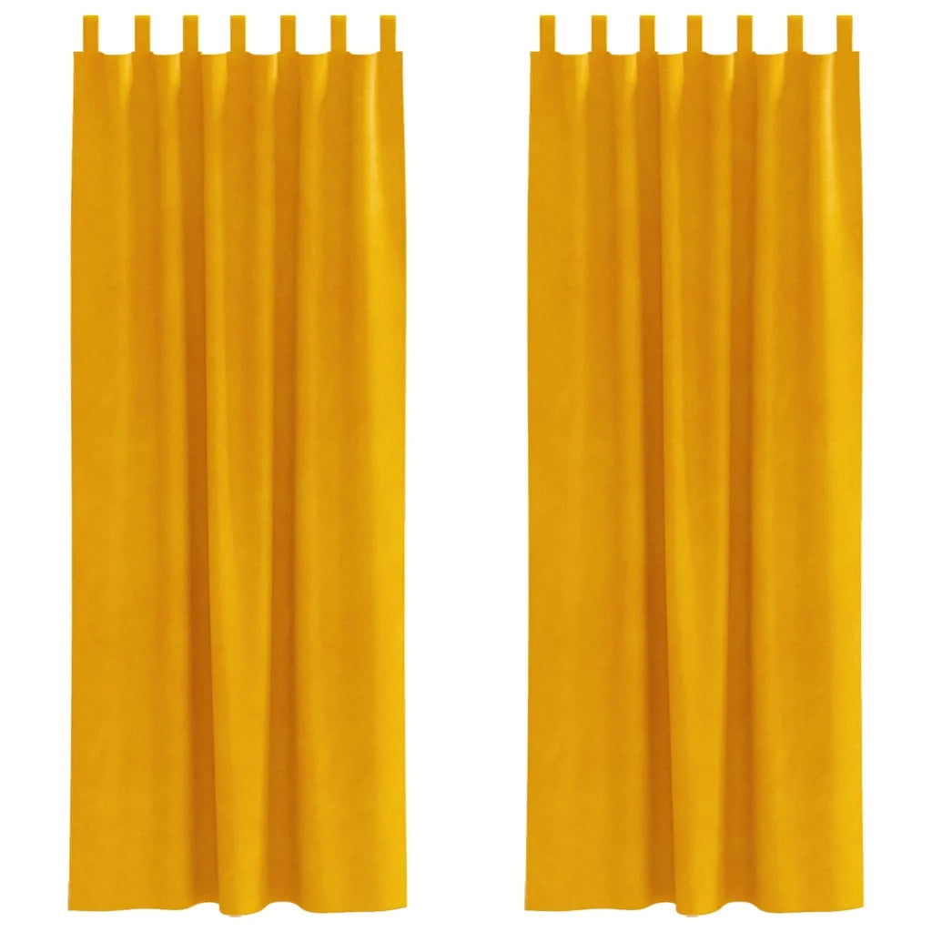 Tende Oscuranti | Tende Blackout 2 pz Giallo senape 140 x 260 cm Velluto