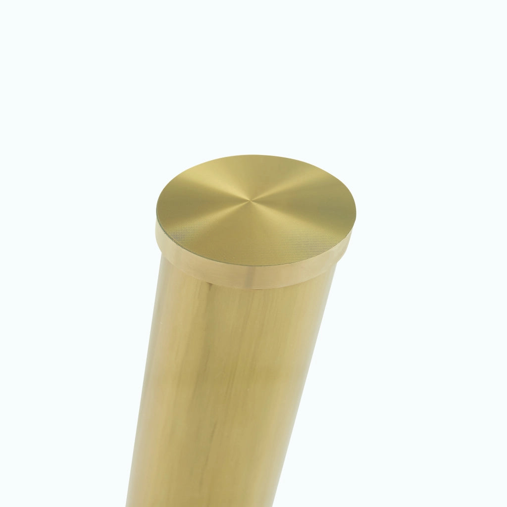 Tavolo da Pranzo Rotondo ¨C MINIMAL ¨C Vetro Temperato, Gambe in Metallo Oro, ?89 cm