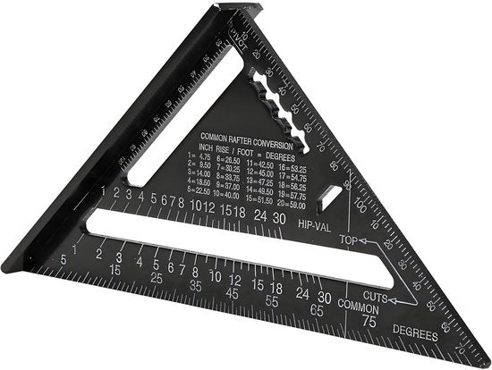 Misuratore angolare in lega d'alluminio - 7 pollici - Segnatura precisa - per lavorazione del legno - nero - peso ridotto 232 g - angolometro