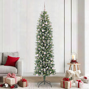 Albero di Natale Artificiale Sottile Verde e Bianco 240 cm 3395319