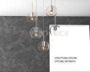 SOSP. OTTONE SAT. RETTANGOLARE 5 LUCI VETRI TUTTI PICCOLO (2X TR+ 3X AM) 1155OS-S5 RP-TA