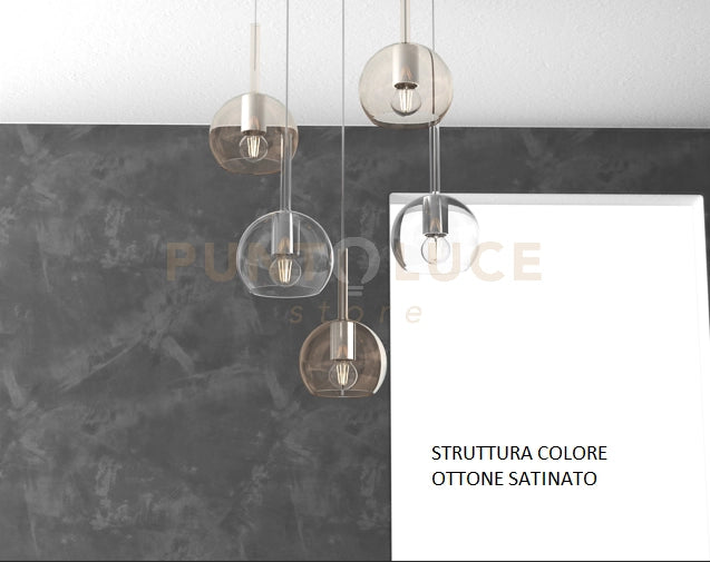 SOSP. OTTONE SAT. RETTANGOLARE 5 LUCI VETRI TUTTI PICCOLO (2X TR+ 3X AM) 1155OS-S5 RP-TA