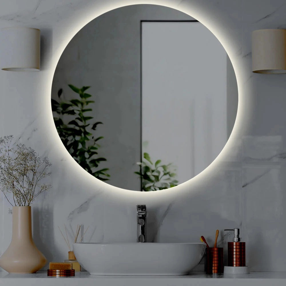 Specchio da bagno rotondo retroilluminato tondo Ø80 cm LUNA Made in Italy