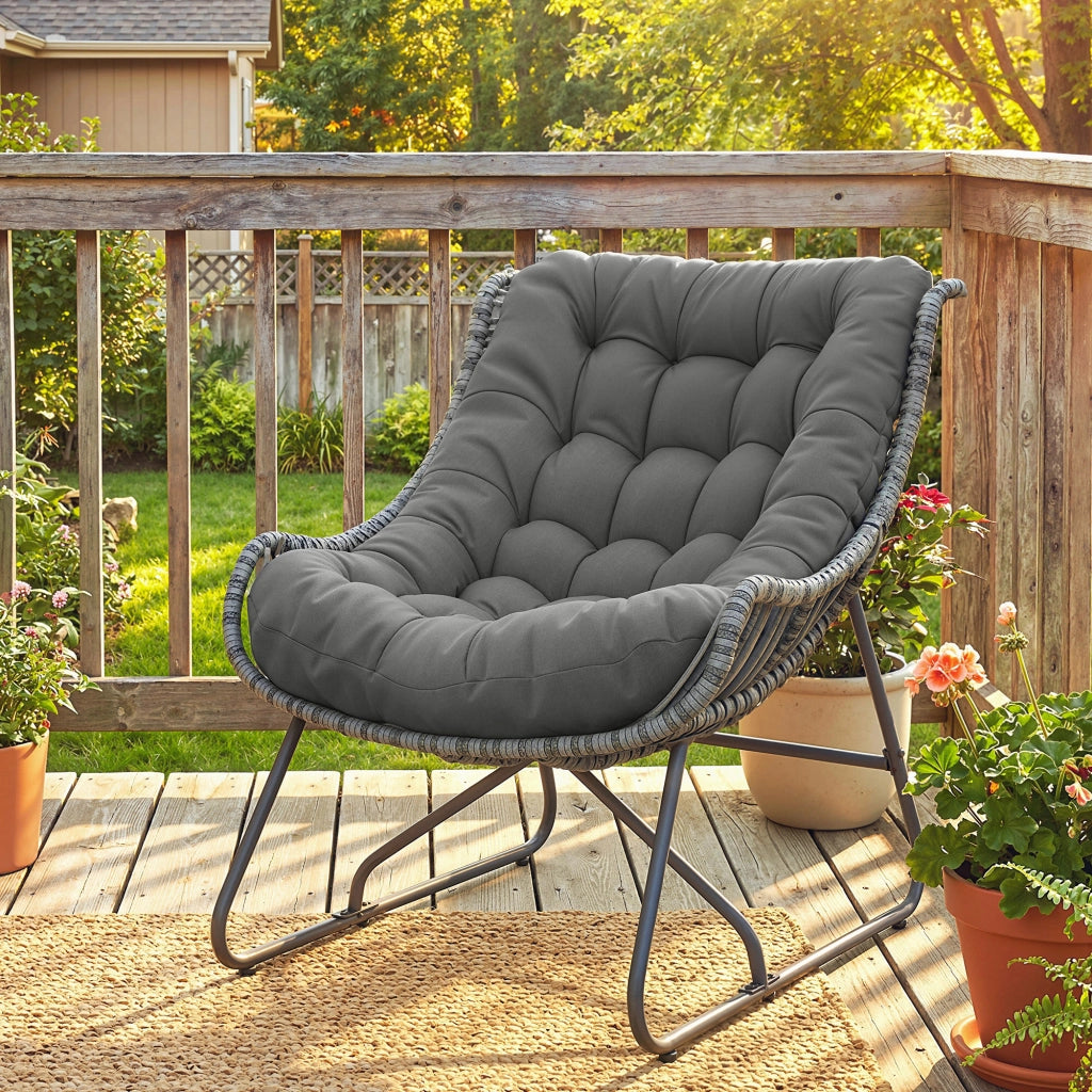 Poltrona in Polyrattan con Cuscini ¨C Minimal ¨C Grigio, 120kg
