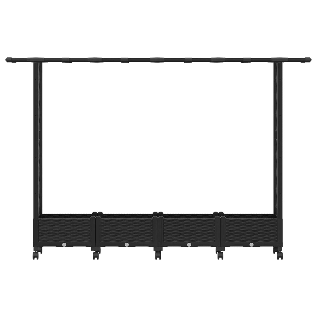 Letto Rialzato con Griglia e Tetto Nero 203 x 40 x 127 cm PP 3423157