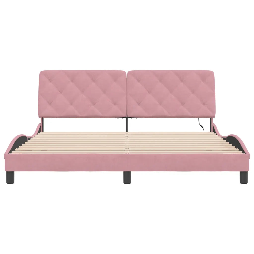 Giroletto con LED senza Materasso Rosa 180x200 cm in Velluto 3213872