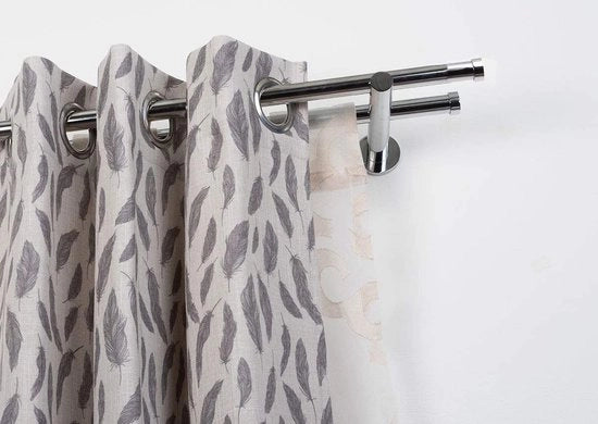Doppia barra per tenda Ø 20 mm senza anelli, lunghezza: 260 cm, acciaio inox lucido – completa