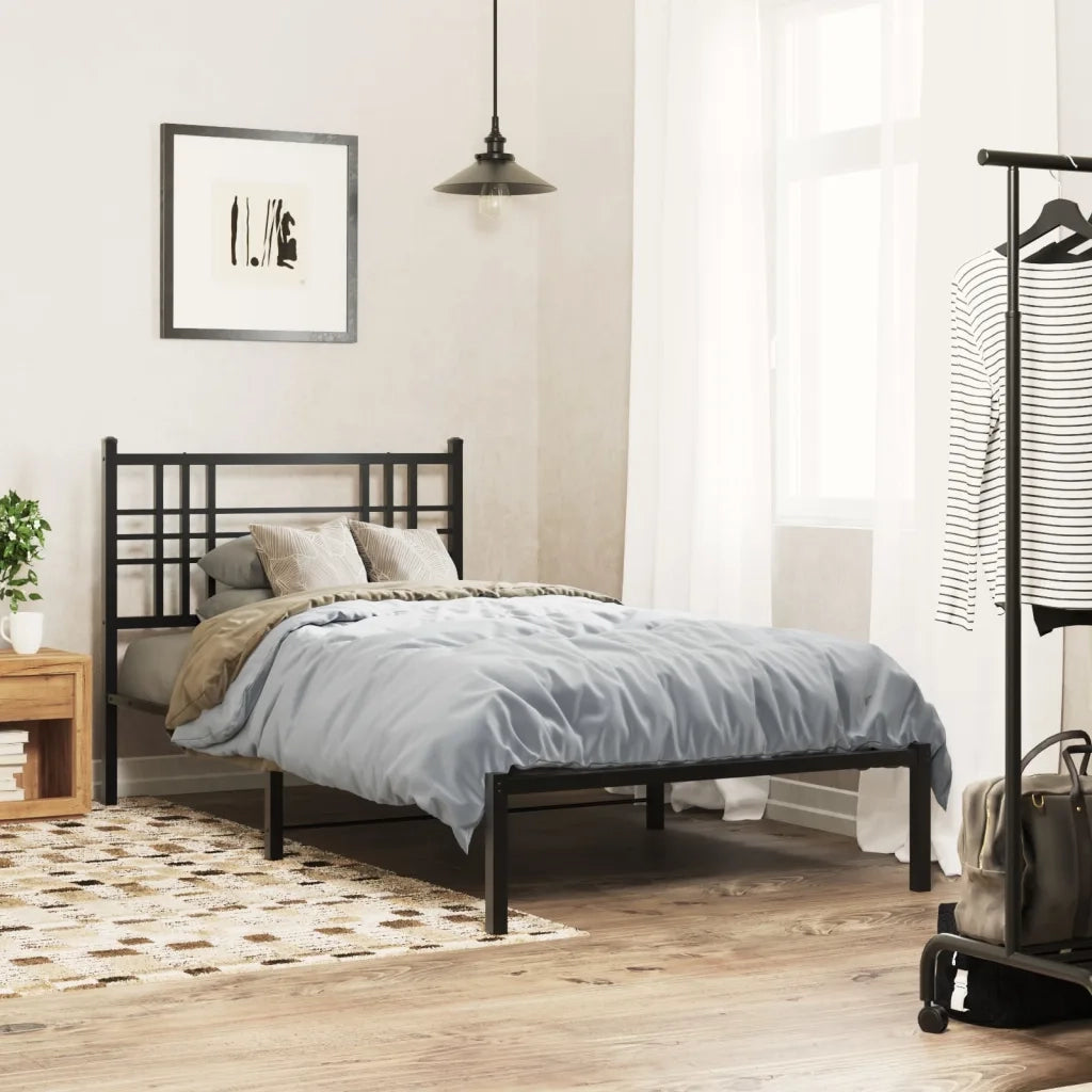 Giroletto con Testiera-Struttura Letto con testiera in Metallo Nero 90x190 cm 573540