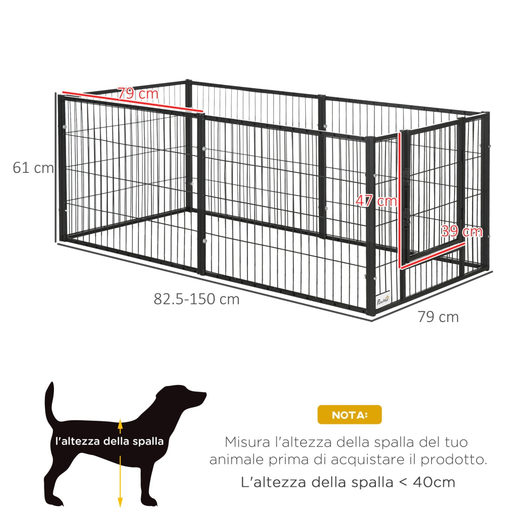 Recinto per Cani ¨C Minimal ¨C Grigio 150x79x61cm