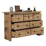 Credenza con 7 cassetti e piedino centrale regolabile - per cucina e soggiorno - 152x40x89 cm - color legno