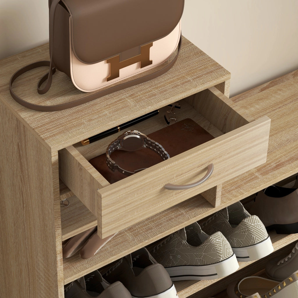 Mobile Appendiabiti con Scarpiera e Specchio ¨C Xylo ¨C Legno Quercia, 90x10x91 cm