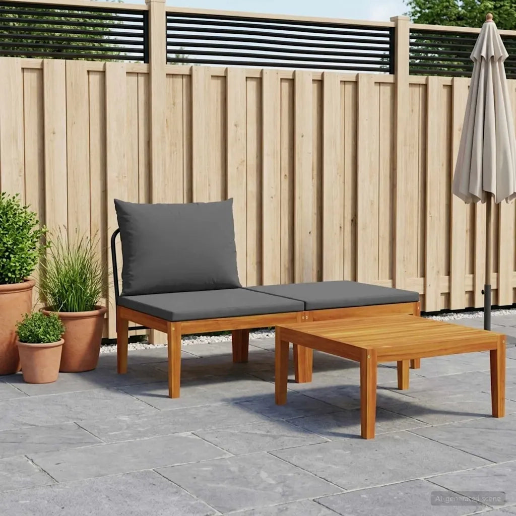 3 pcs Set di relax Legno di Acacia Massello Naturale 42022073