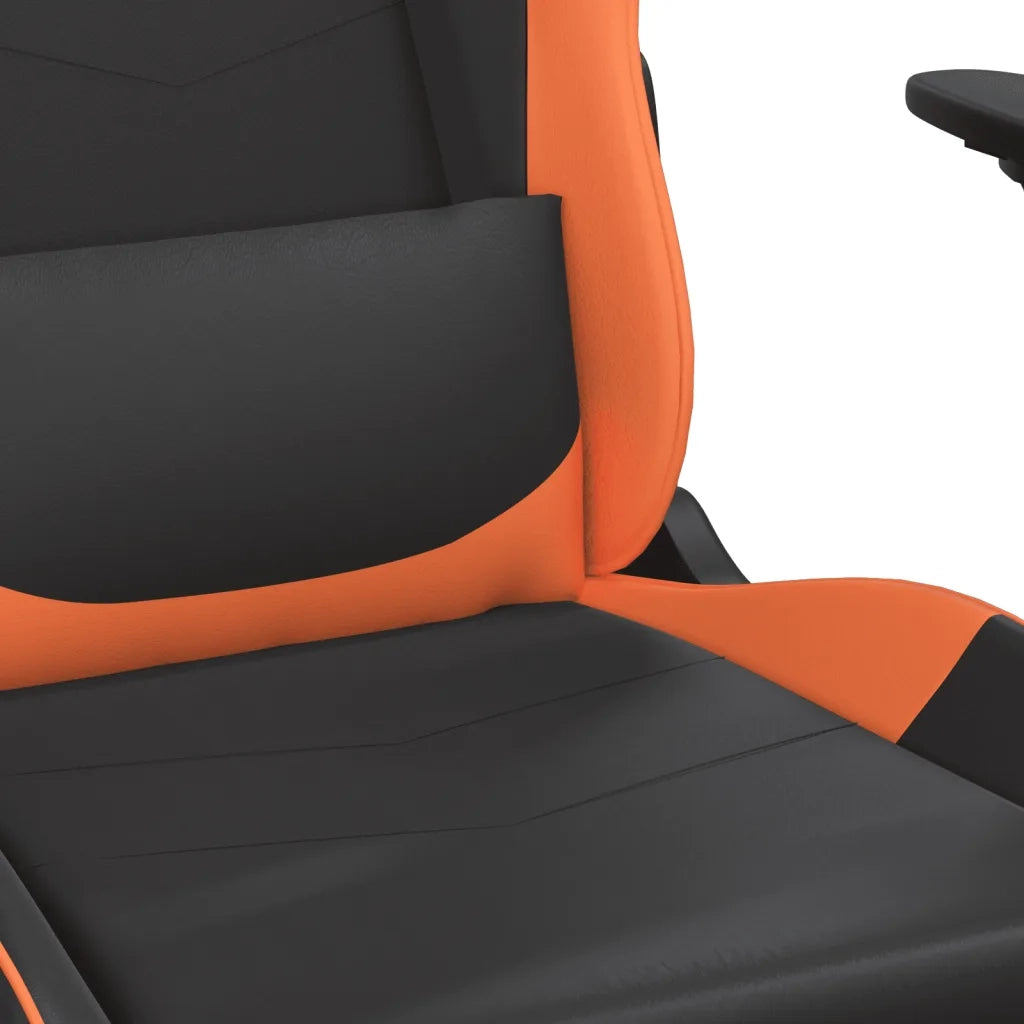 Sedia da Gaming | Sedia da e-sports Massaggiante Nero e Arancione in Similpelle