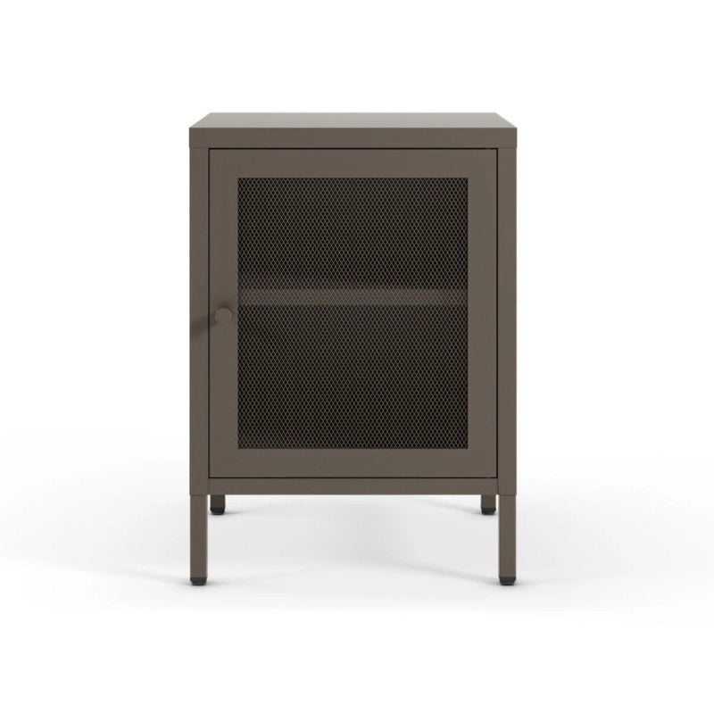 Comodino Fayna19364 in metallo con 1 anta colore mocha