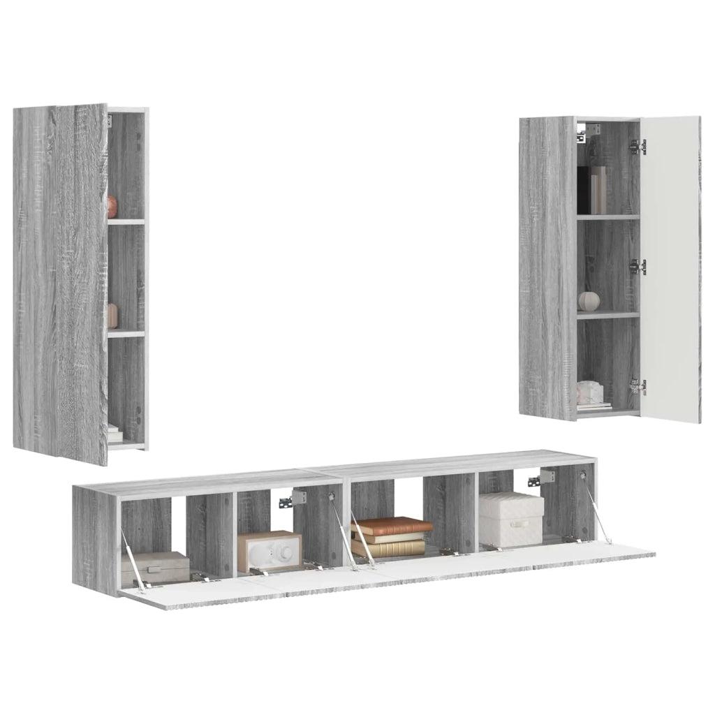 Set mobile TV 3 pz | Armadietto TV | Mobile Porta TV Grigio Sonoma Legno multistrato