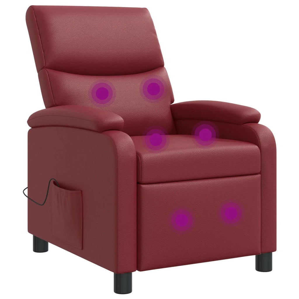 Divano Sedia-Poltrona Massaggiante Rosso Vino Similpelle 467437