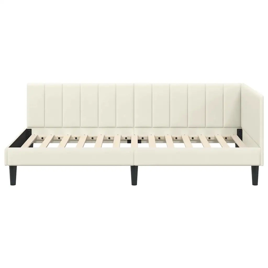 Cornice del letto ad angolo Crema 90 cm x 190 cm Velluto 42016345