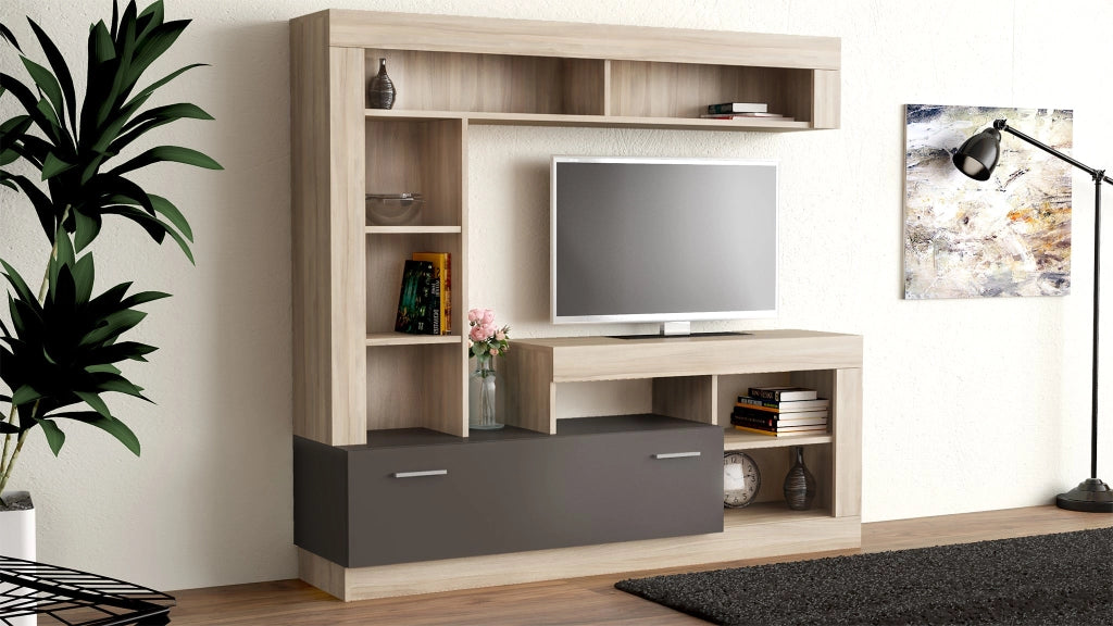 Parete Attrezzata per Soggiorno in Legno Composito cm 185x40x90 - GABE