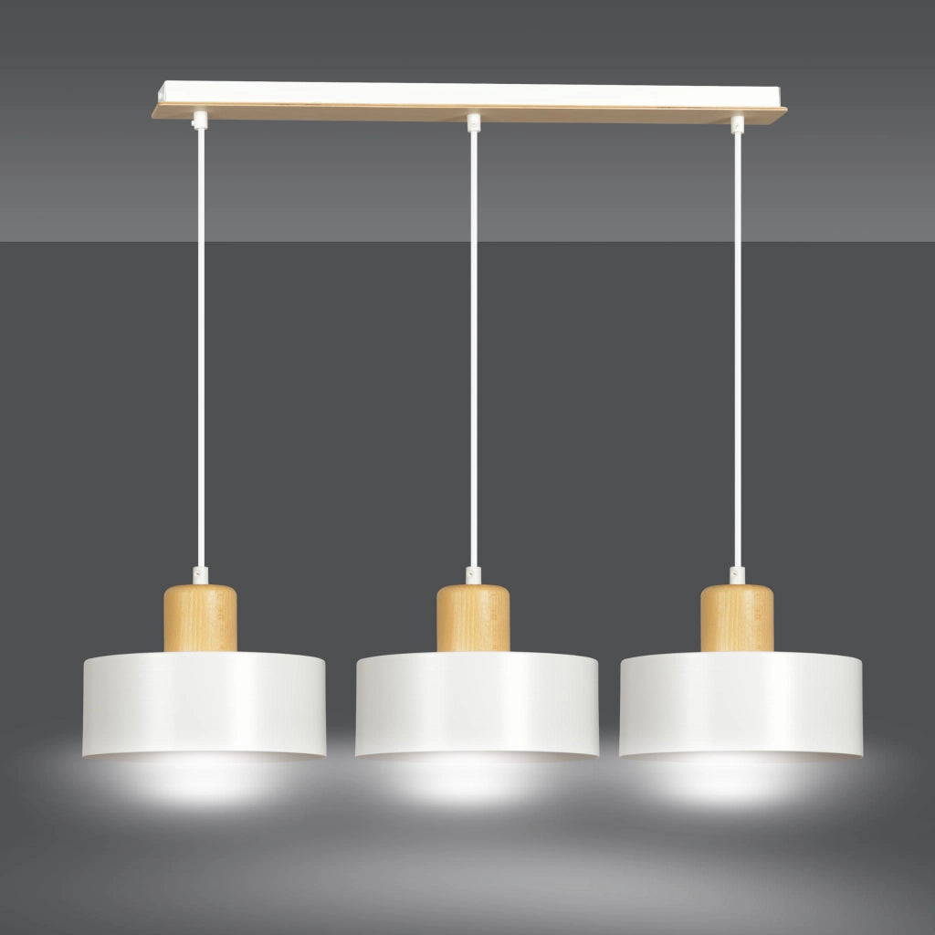 Lampadario Emibig TORIN 3, 3xE27 bianco legno chiaro